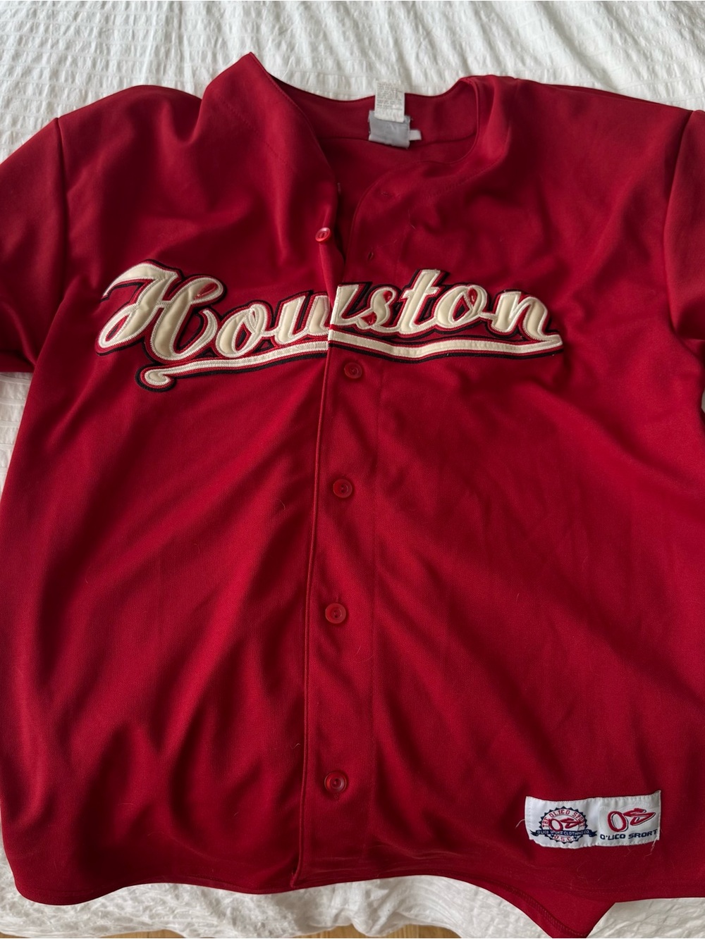 Houston Red Button-Up Baseball Jersey